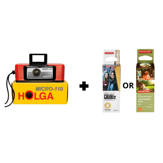 Holga Micro 110 Film Camera + Lomography Color 92 400 110 Film Set